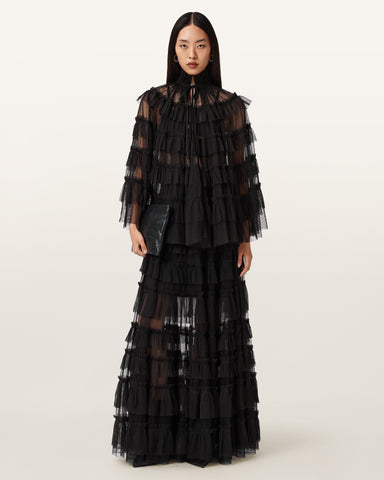 Aude Ruffle Cape Top