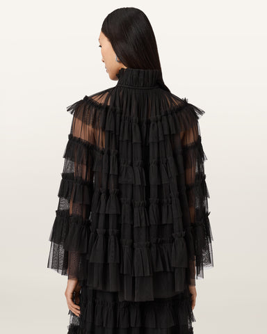 Aude Ruffle Cape Top