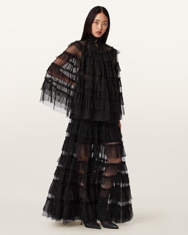 Aude Ruffle Cape Top