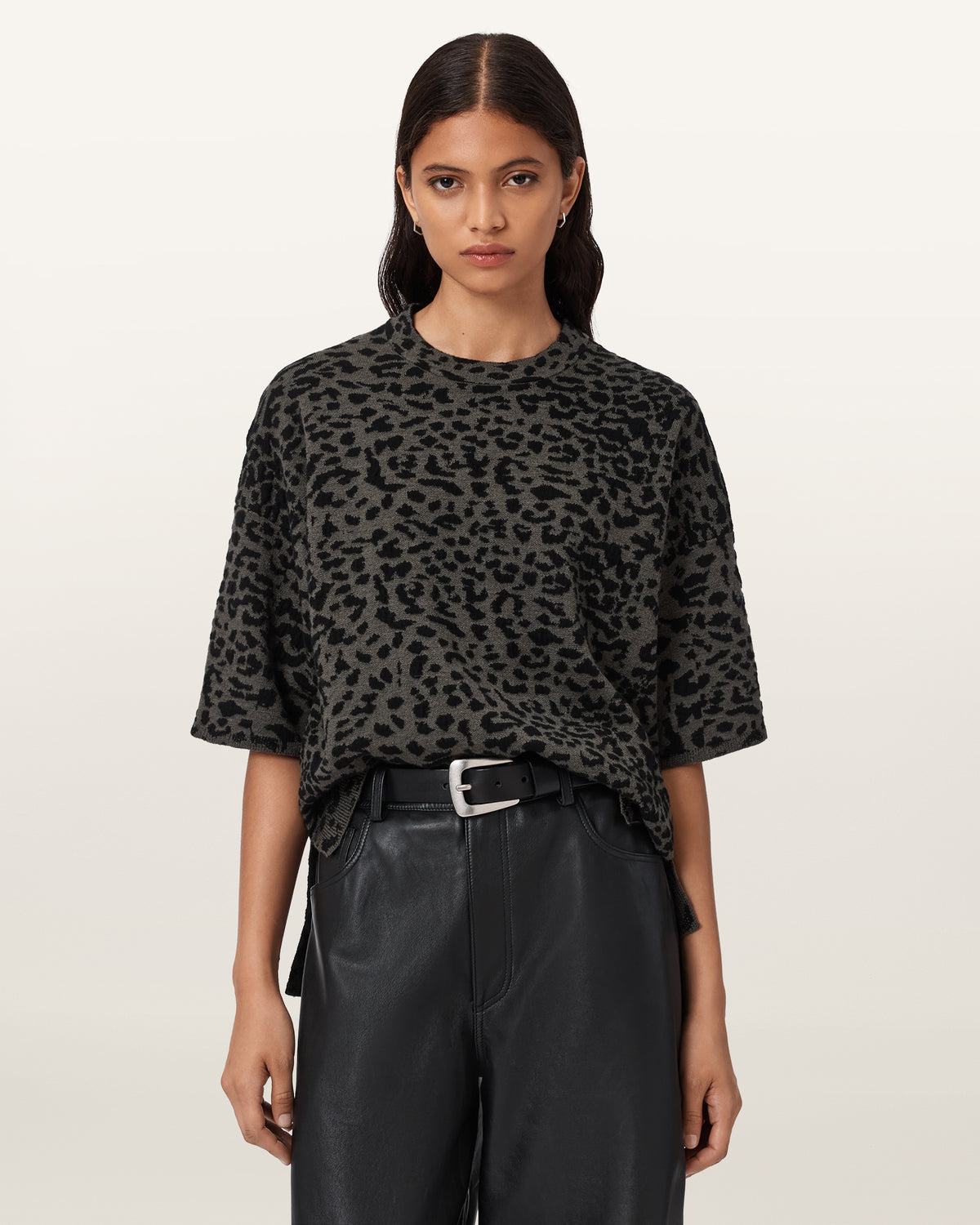 Lenny Leopard Print Wool T-Shirt