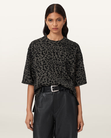 Lenny Leopard Print Wool T-Shirt