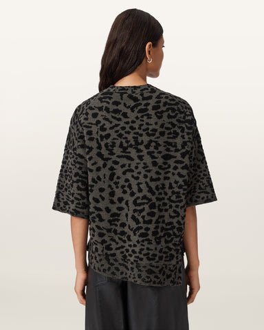Lenny Leopard Print Wool T-Shirt