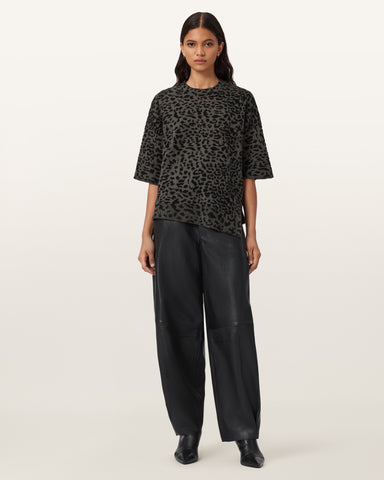 Lenny Leopard Print Wool T-Shirt