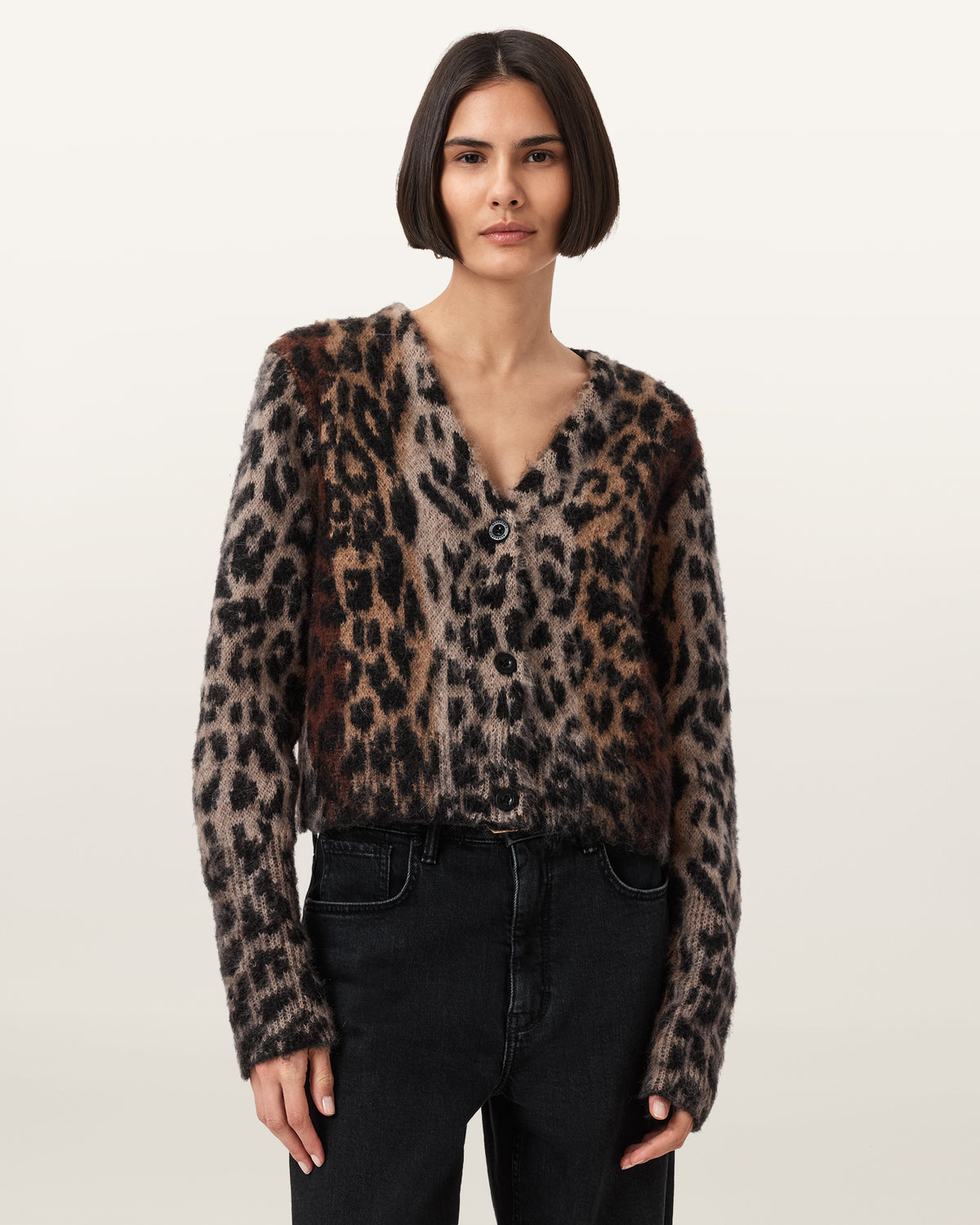 Wick Leopard Jacquard Cropped Cardigan