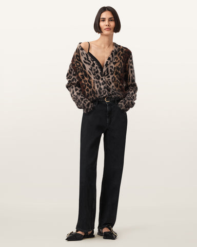Wick Leopard Jacquard Cropped Cardigan