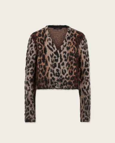 Wick Leopard Jacquard Cropped Cardigan