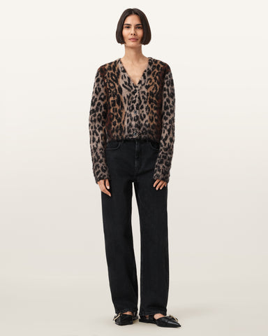 Wick Leopard Jacquard Cropped Cardigan