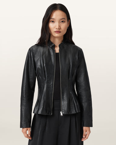 Clo Pleated Leather Jacket