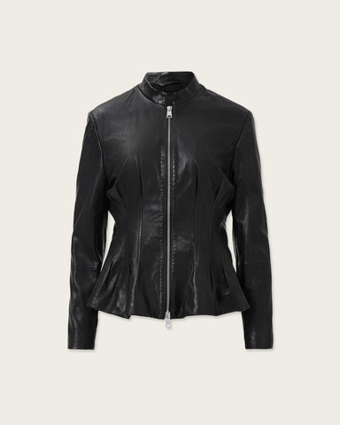 Clo Pleated Leather Jacket
