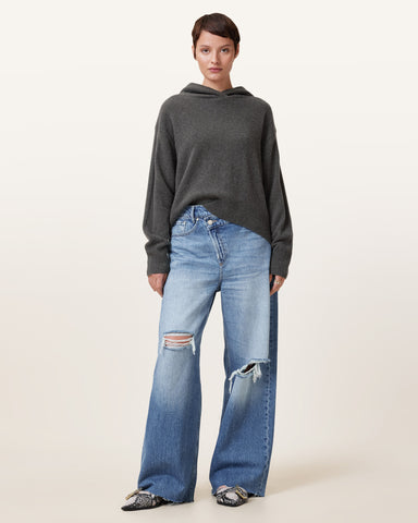 Aki Crossover Wide Leg Denim Jeans
