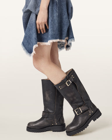 Tay Leather Biker Boots