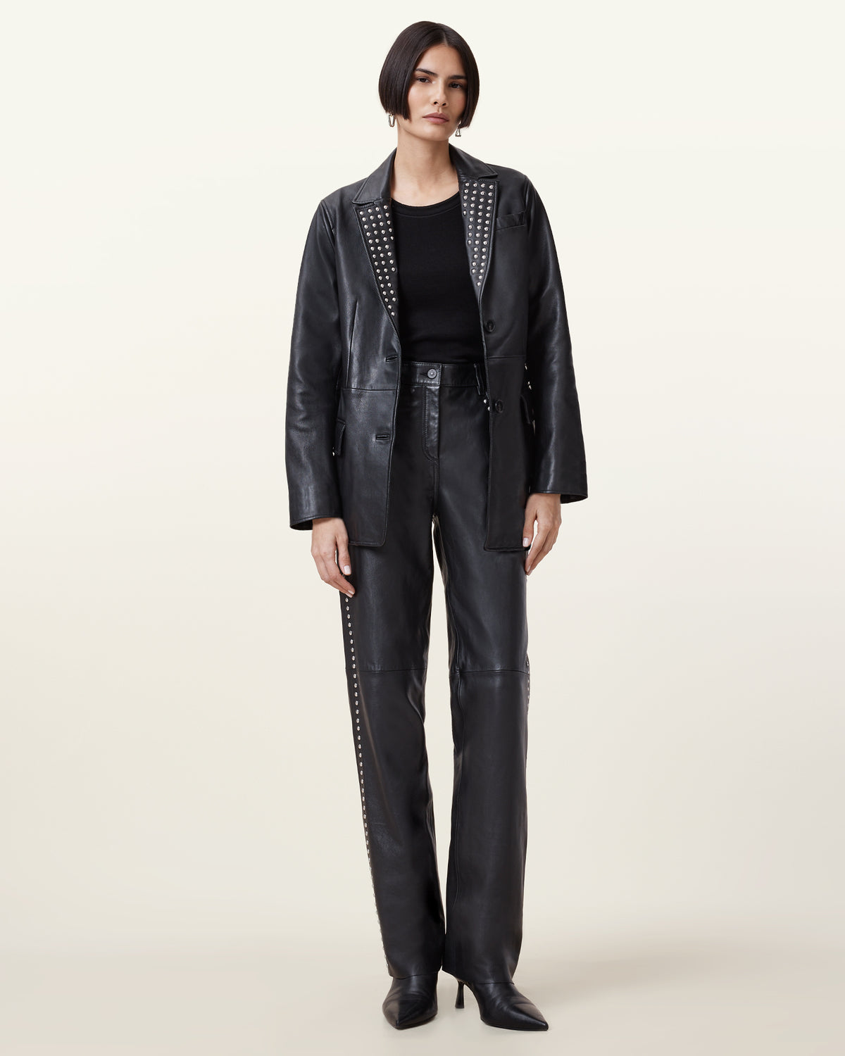 Saige Straight Leg Leather Trousers