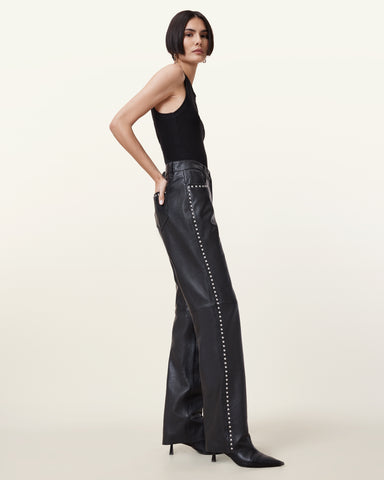 Saige Straight Leg Leather Trousers