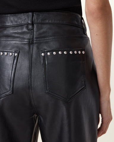 Saige Straight Leg Leather Trousers