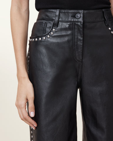 Saige Straight Leg Leather Trousers
