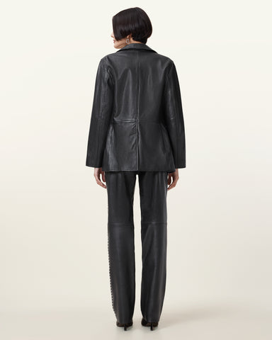 Saige Straight Leg Leather Trousers