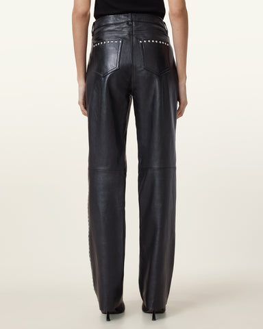 Saige Straight Leg Leather Trousers