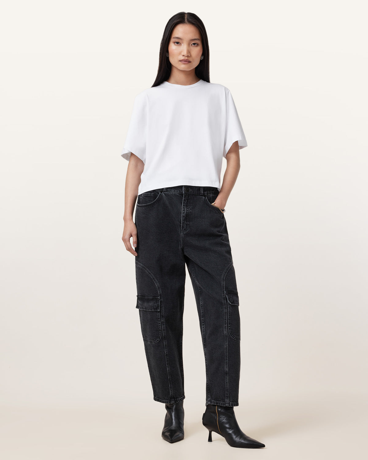 Daisy Mae Tapered Leg Cargo Denim Jeans