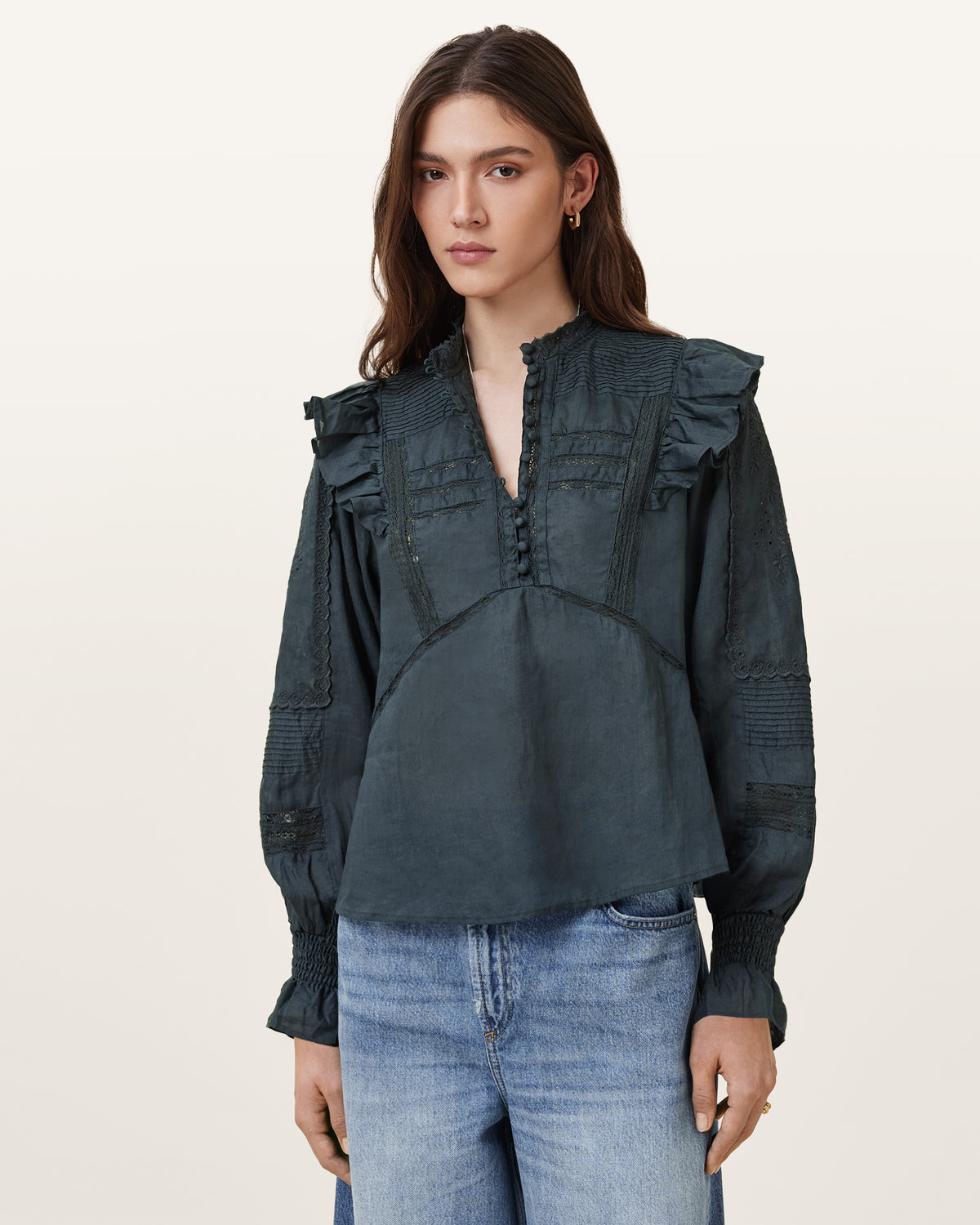 Heather Lace Trim Top