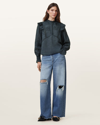 Heather Lace Trim Top