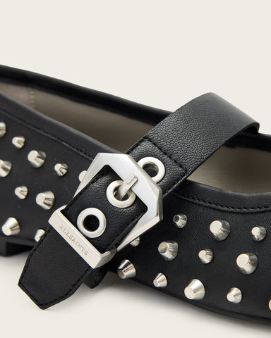 Holly Leather Stud Ballet Flats