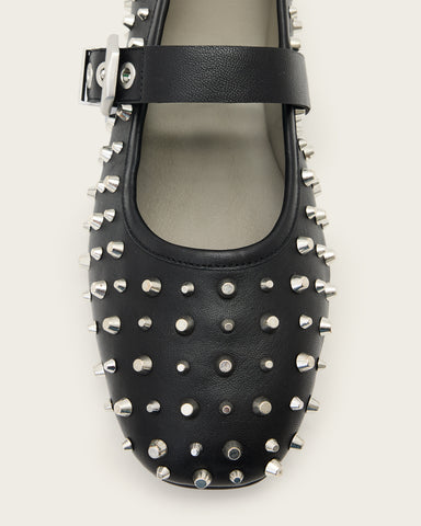 Holly Leather Stud Ballet Flats
