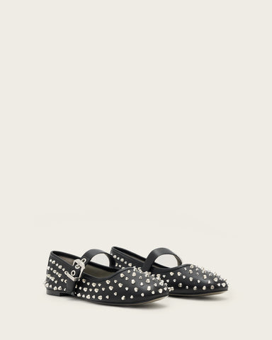Holly Leather Stud Ballet Flats