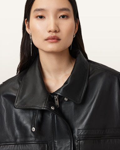 Clay Funnel Neck Leather Gilet