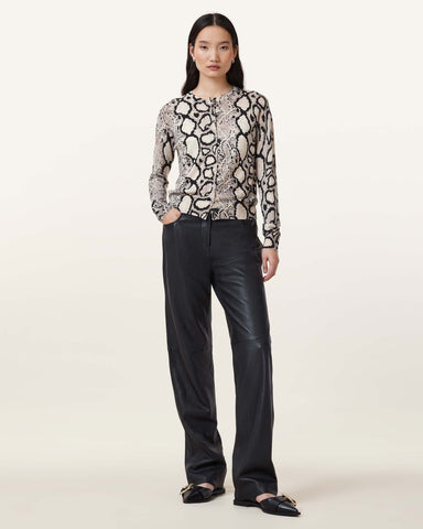 Anouk Snake Print Merino Wool Cardigan