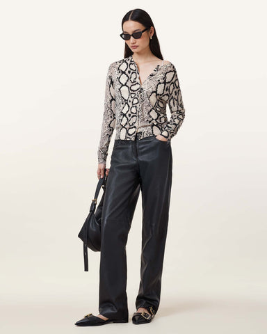 Anouk Snake Print Merino Wool Cardigan