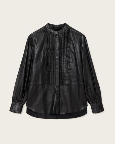 Sara Pleated Leather Shirt
