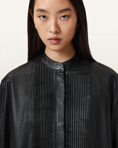 Sara Pleated Leather Shirt