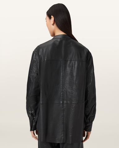 Sara Pleated Leather Shirt