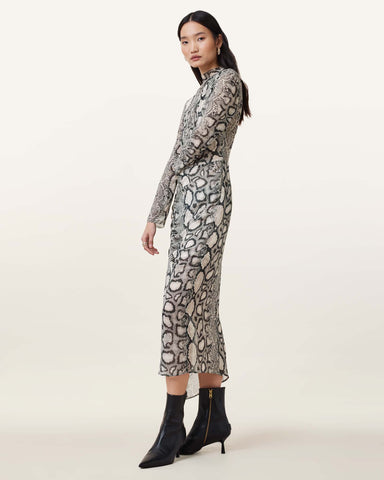 Rizo Snake Print Silk Blend Midi Dress