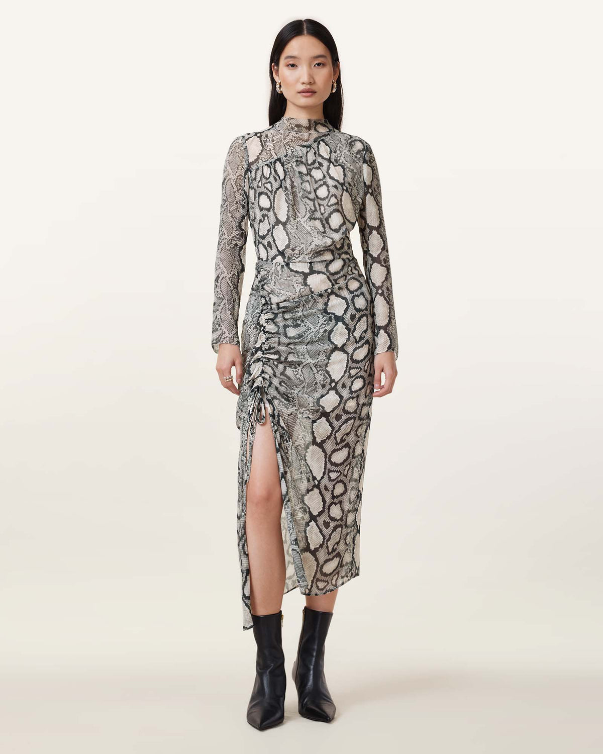 Rizo Snake Print Silk Blend Midi Dress
