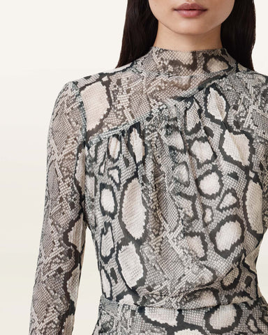 Rizo Snake Print Silk Blend Midi Dress