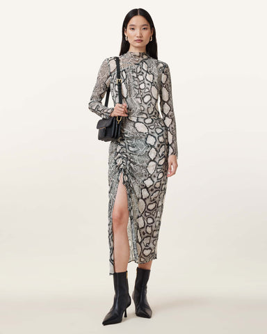 Rizo Snake Print Silk Blend Midi Dress