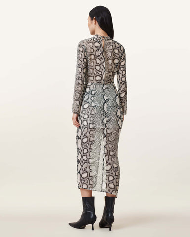 Rizo Snake Print Silk Blend Midi Dress