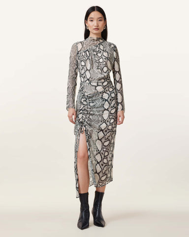 Rizo Snake Print Silk Blend Midi Dress