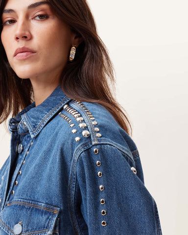 Alba Studded Oversized Denim Shirt