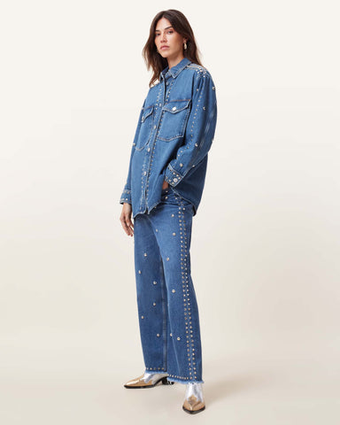 Alba Studded Oversized Denim Shirt
