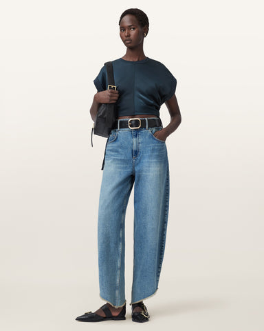 Mira Cropped Satin Drawcord T-Shirt