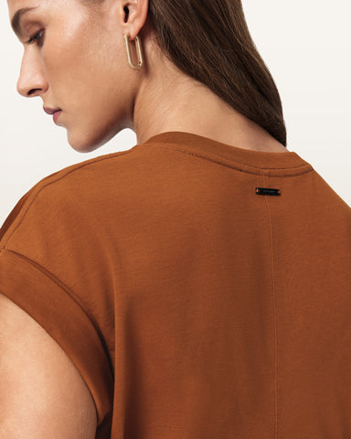 Mira Cropped Satin Drawcord T-Shirt