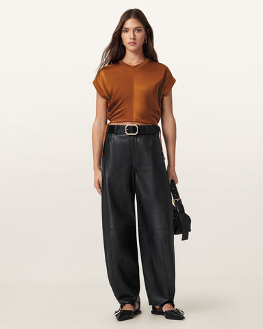 Mira Cropped Satin Drawcord T-Shirt