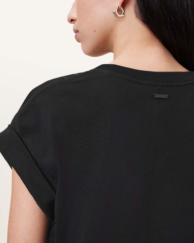 Mira Cropped Satin Drawcord T-Shirt