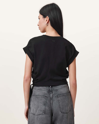 Mira Cropped Satin Drawcord T-Shirt