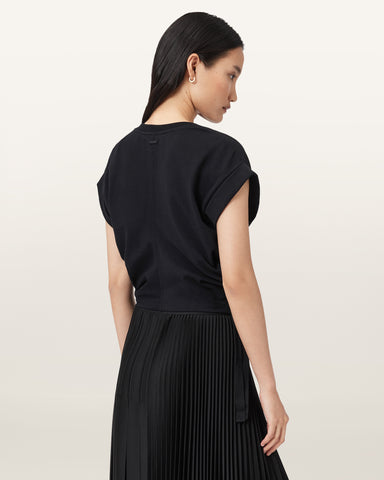 Mira Cropped Satin Drawcord T-Shirt