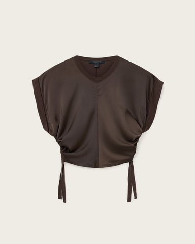 Mira Cropped Satin Drawcord T-Shirt