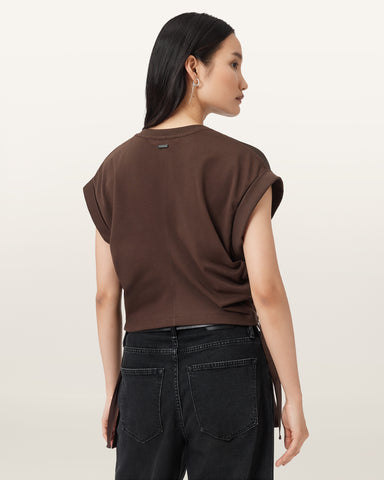 Mira Cropped Satin Drawcord T-Shirt
