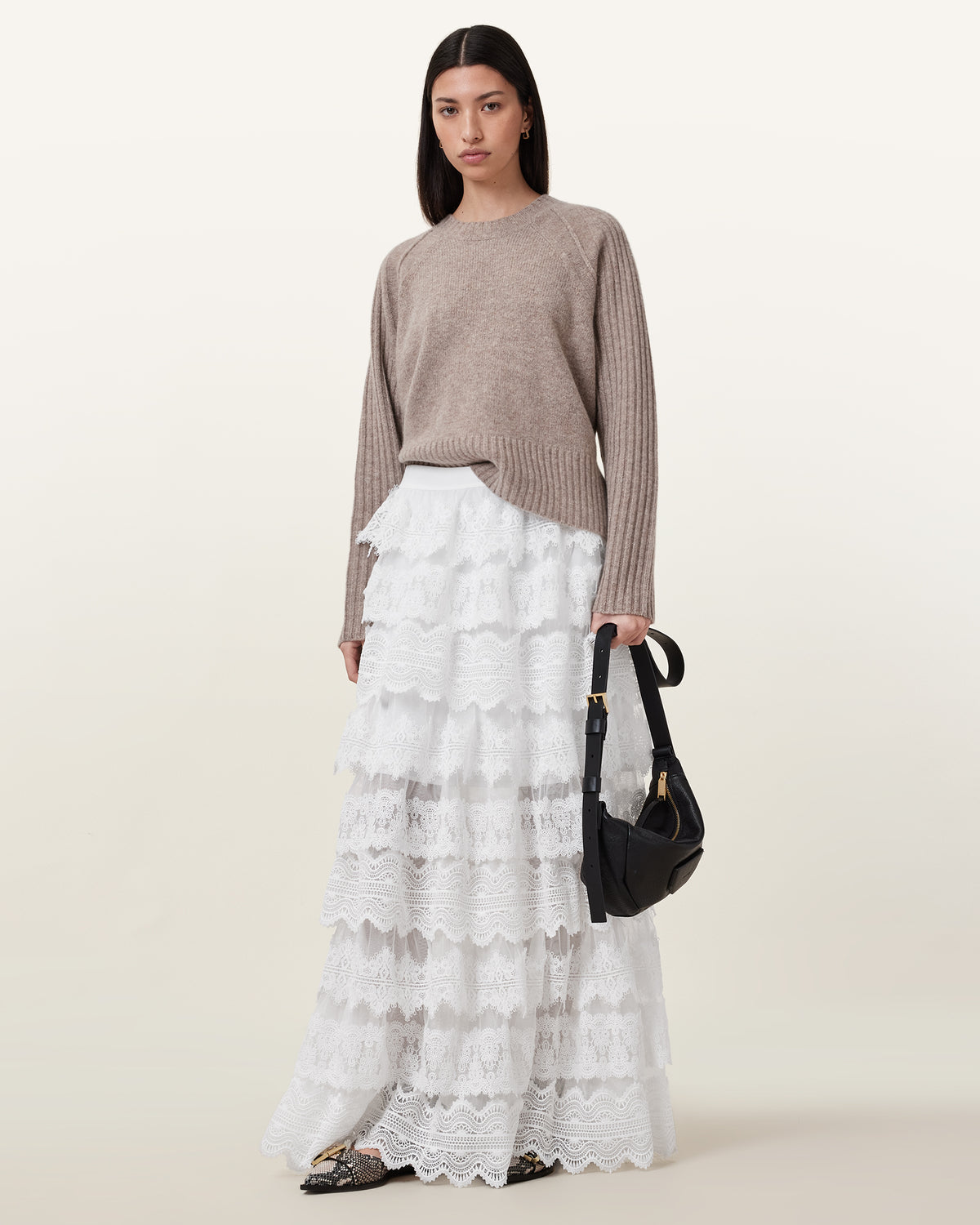 Lizi Tiered Lace Maxi Skirt